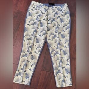 Eloquii Gold Blue/Grey Kady Fit Brocade Metallic Pants Size 16 NWT